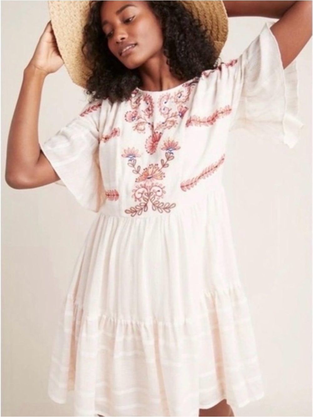 Anthropologie Ranna Gill Leece Embroidered Dress